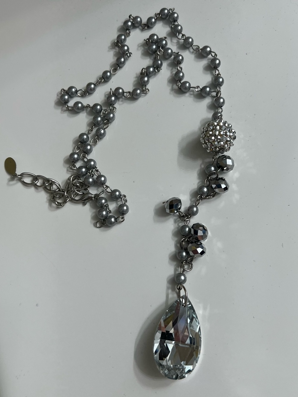 Elegant Silver Teardrop Pendant Necklace - Women Jewelry